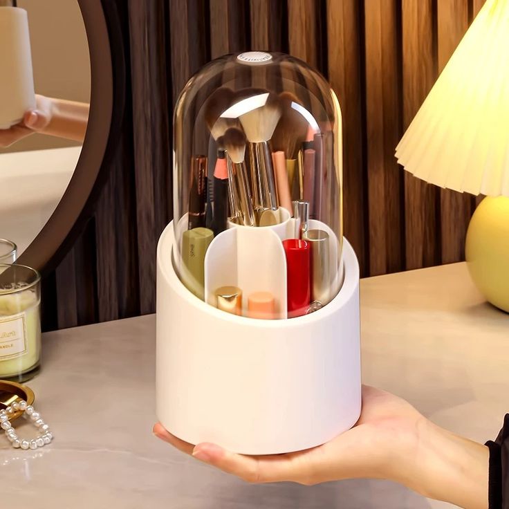 Organizador Giratorio de Brochas de Maquillaje 360°